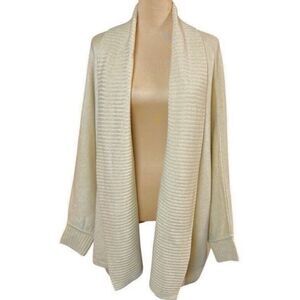 St. John Cashmere Cocoon Cardigan Womens Sz M Beige Quiet Luxury‎ Oversized Cozy
